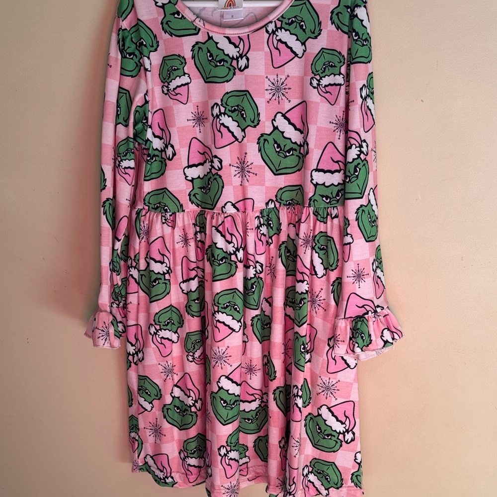 Pink and Green Grinch Kids Dress